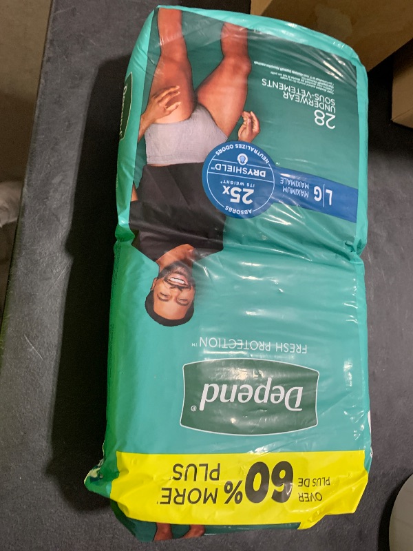 Photo 1 of Depend Fresh Protection Adult Incontinence Underwear for Men, Disposable, Maximum, Large, Grey, 28 Count, Packaging May Vary
