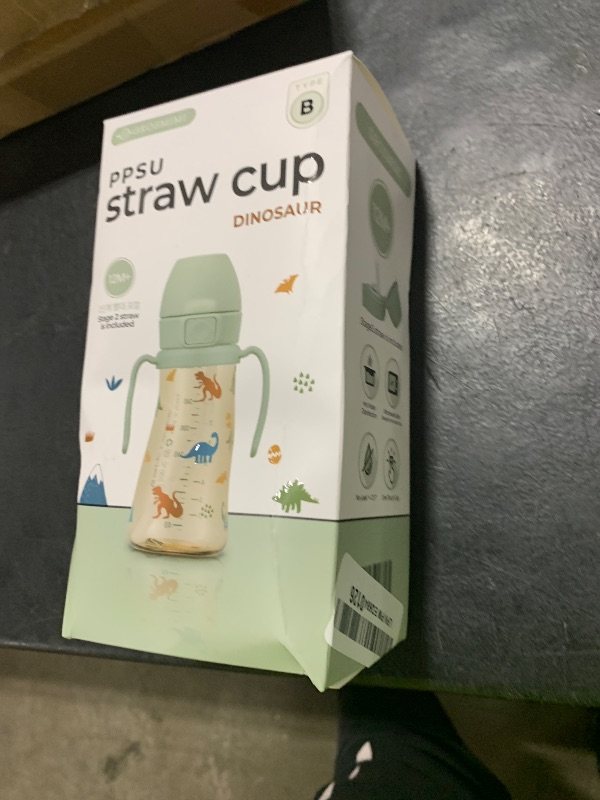 Photo 1 of GROSMIMI Flip Top Spill Proof Sippy Cup, PPSU, BPA Free, 10 oz, Stage 2 Straw for Toddlers (Dinosaur)