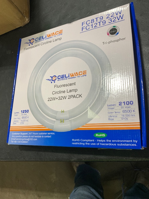Photo 1 of Celiwace FC8T9 22W and FC12T9 32W Set Daylight, 8 inch T9 22 Watts Circular Light Bulbs, 12 inch 32 Watts Circline Fluorescent Bulb CRI 80, 6500K 3350 Lumen G10q