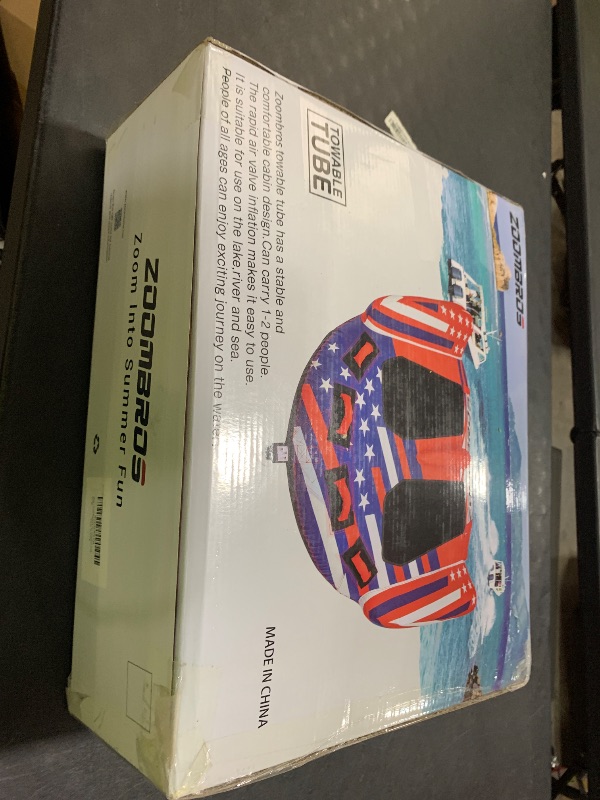 Photo 1 of ZOOMBROS Towable Tubes for Boating 2 Person, Water Tubes for Boats to Pull, Safety Inflatable Boat Tubes and Towables, Water Sport Towables with Drainage, Quick Connector and Wings