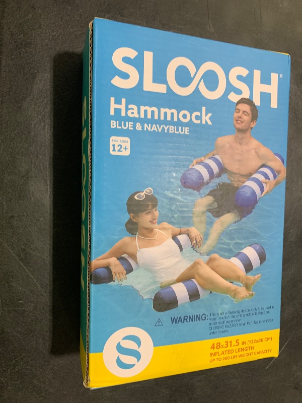 Photo 1 of SLOOSH2 Packs Strip Type Hammock Pool Floats Adults, 4-in-1 Multi-Purpose Inflatable Pool Floats PVC Water Hammock Lounge Floaties (Blue, Navyblue)