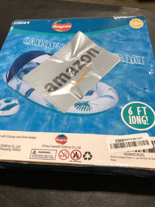 Photo 1 of Inflatable Pool Rafts and Floats for Adults Heavy Duty with Canopy and Cup Holder Tanning Lounger Floating for Lake Swimming Water Party Games Toys