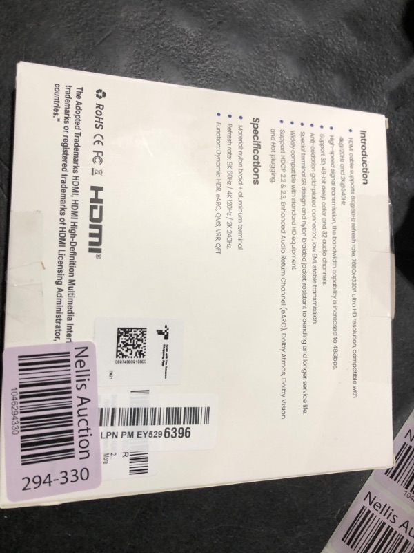 Photo 1 of Snowkids 8K Certified HDMI 2.1 Cable 10 ft, 48Gbps Ultra High-Speed HDMI Cables Cord, 10K 8K@60Hz, 4K@120Hz Compatible for TV/Laptop/Monitor/PS-5/X-box/Projector/Entertainment/Sound System & More