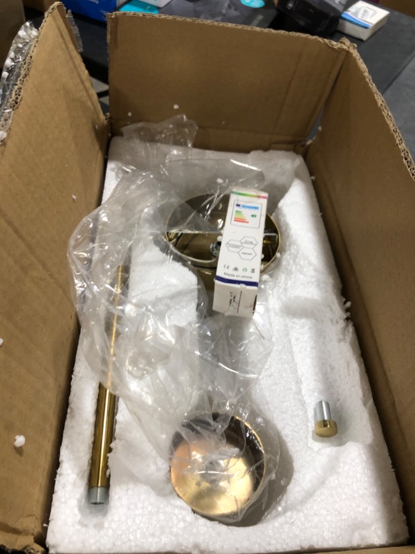 Photo 1 of WOSBO Alabaster Wall Sconces 23.6" Mid Century Modern Wall Light Brass Double Discs Natural Marble Sconce Wall Decor Gold Wall Lamp for Living Room Bedroom Hallway Entryway (E12 Bulb Included)