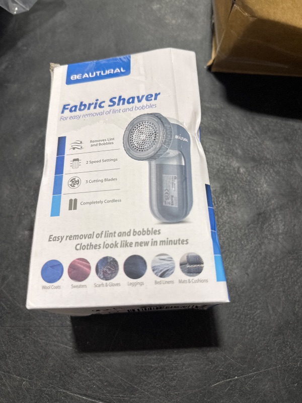 Photo 1 of BEAUTURAL Fabric Shaver and Lint Remover, Sweater Defuzzer with 2-Speeds, 2 Replaceable Stainless Steel Blades, Battery Operated, Remove Clothes Fuzz, Lint Balls, Pills, Bobbles Gray