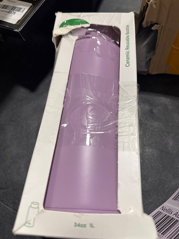 Photo 1 of frank green - Ceramic Reusable Bottle - Stainless Steel Water Bottle With Straw, Insulated Water Bottle, Metal Water Bottle - Flip Straw Lid - 34oz - Lilac Haze