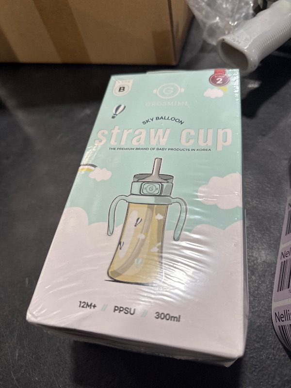 Photo 1 of GROSMIMI Flip Top Spill Proof Sippy Cup, PPSU, BPA Free, 10 oz, Stage 2 Straw for Toddlers (Air balloon)
