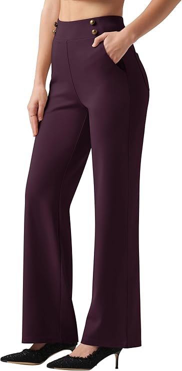 Photo 1 of Willit Women's Wide Leg Dress Pants High Waisted Stretch Work Pants Office Business Casual Slacks Pockets Petite/Regular/Tall size XL 