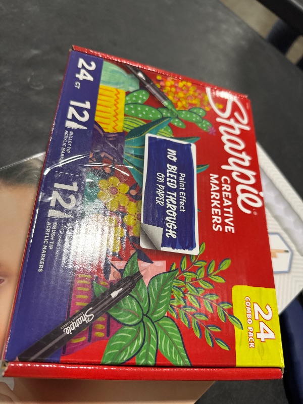 Photo 1 of Sharpie Creative Markers, Combo Pack, Water-Based Acrylic, Bullet & Brush Tips, Assorted Colors Including Earth Tones, 24 Count - Works on Paper, Metal, Wood, Ceramic, Glass, Rock, Canvas