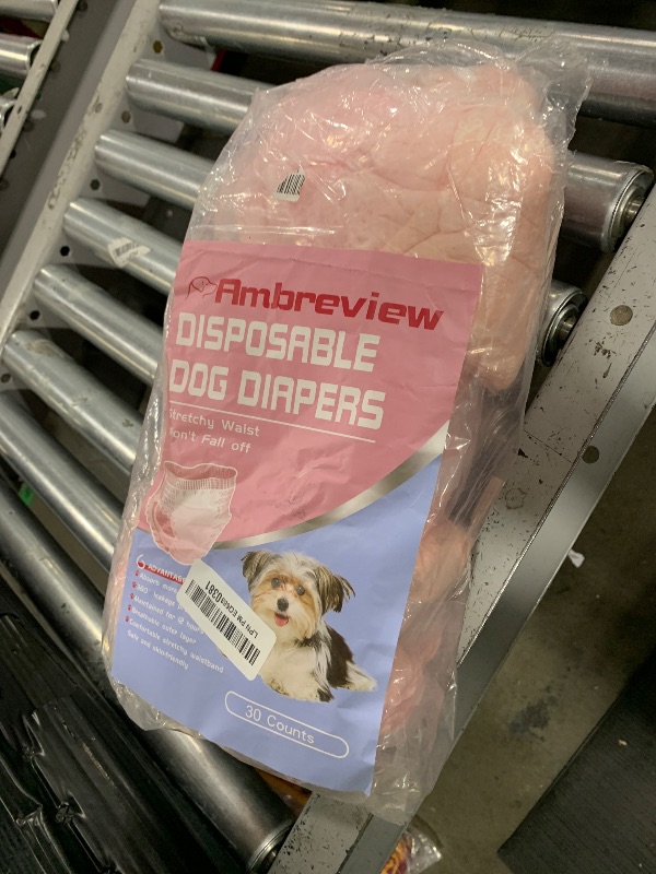 Photo 1 of Ambreview Disposable Dog Diapers Female, Just Pull It Up, Doggie Diapers for Female Dogs, Strong Absorbency | Leak Proof, for Dogs in Heat | Elderly | Disabled, M 30 PCS