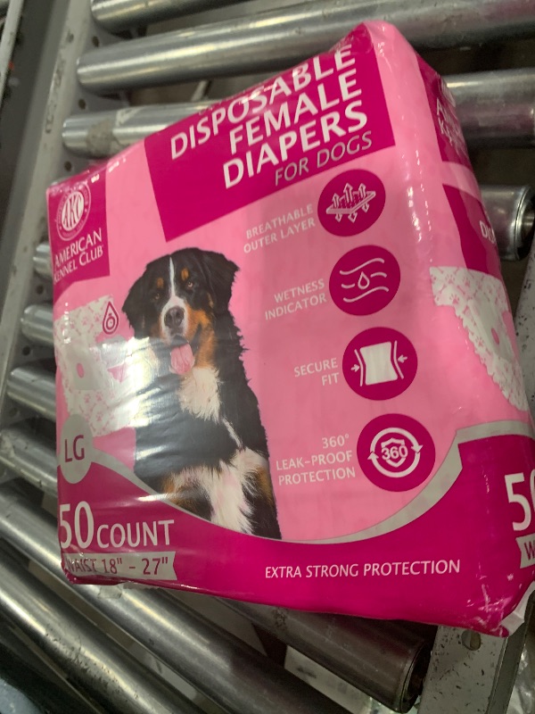 Photo 1 of American Kennel Club Female Dog Wrap, Disposable Diapers with Wetness Indicator, Large, 50 Count