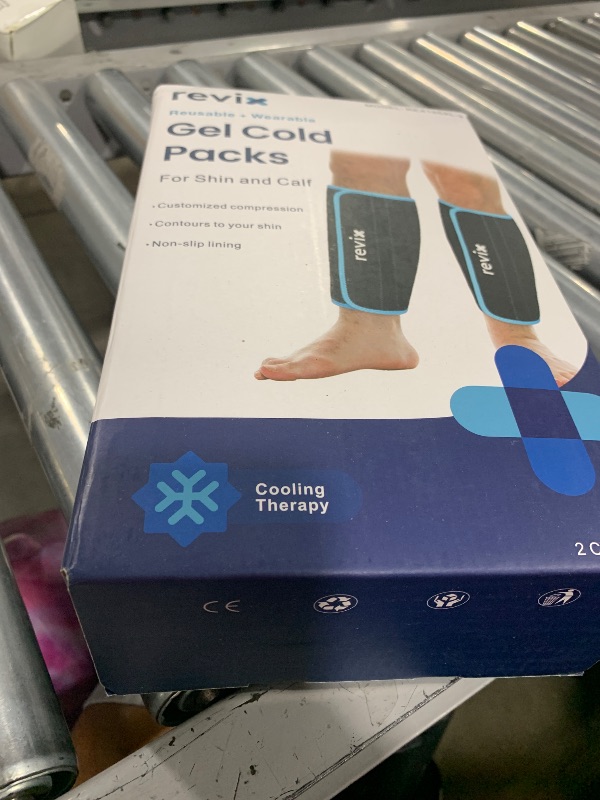 Photo 1 of REVIX XL Shin Ice Packs Reusable Gel Cold Pack for Calf Leg Elbow Discomfort Relief, Calf Ice Wrap Cold Therapy Compression Sleeve Promotes Post-Workout Recovery, Set of 2