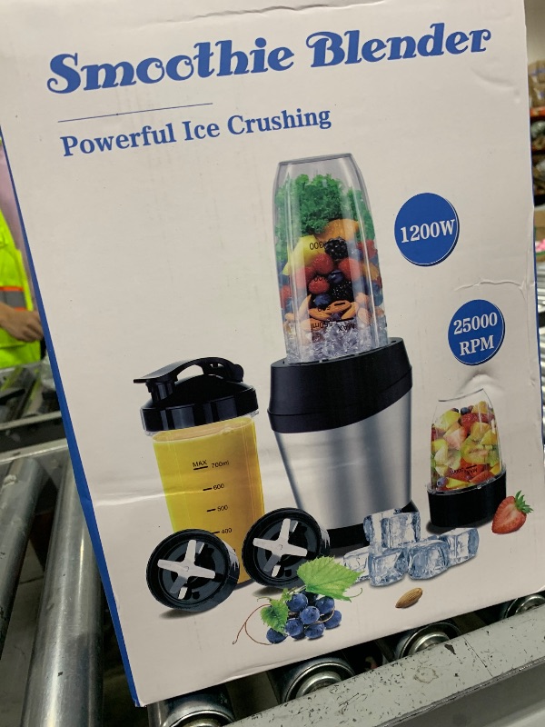 Photo 1 of Colarlemo 12-Piece Smoothie Blender Maker 25,000 RPM Personal Blender for Ice Crushing Smoothies & Frozen Drinks Nuts with 23oz, 32oz, 37oz Portable Cups Two 6-Leaf Stainless Steel Blades, Silver