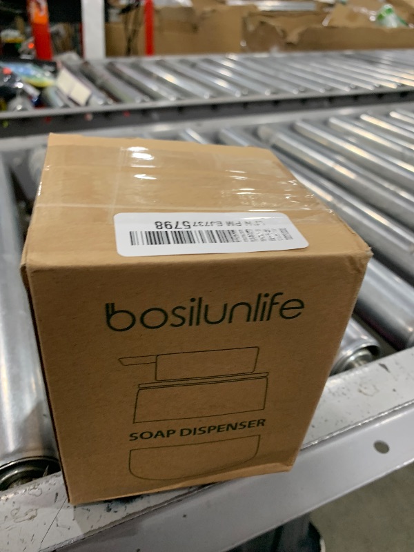 Photo 1 of BosilunLife White Soap Dispenser - Ceramic Hand Dish Soap Dispenser for Bathroom 12ounce Refillable Liquid Hand Wash Dispenser for Essential Oil, Lotion Soap (Rubber Paint)
