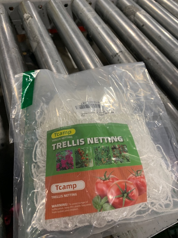 Photo 1 of Tcamp Heavy-Duty Polyester Garden Trellis Netting Plant Climbing Net for Growing Vines Plants Vegetables Fruits Flowers, White Grow Tent (4.9Ft x15Ft, 3.5" Opening Mesh, 1 Pack Plant Net)