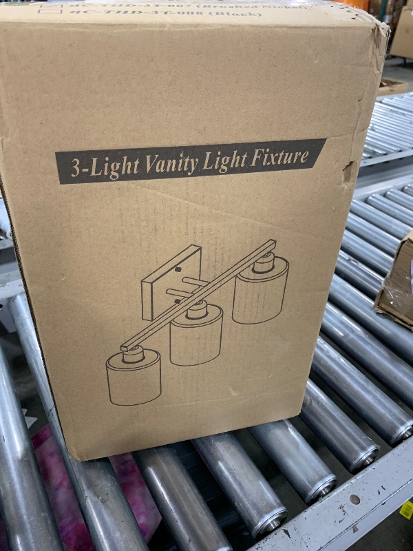 Photo 1 of Dekang Bathroom Light Fixtures Over Mirror Brushed Nickel, Rustproof 3-Light Bathroom Vanity Lights, 18 Inches Modern Wall Sconces E26 Base, Milky White Glass Shades, Bulbs Not Included