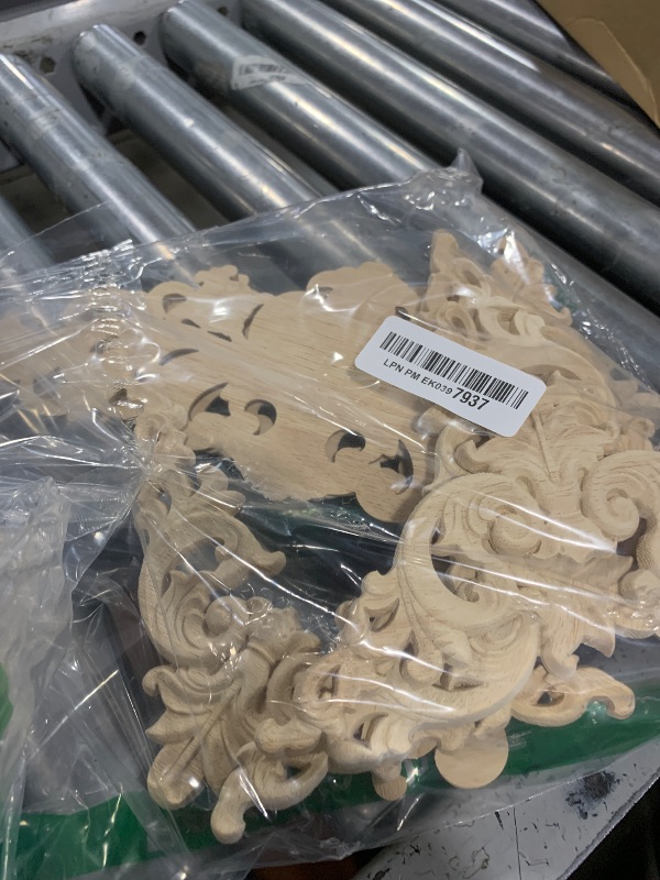 Photo 1 of 10Pcs Wood Appliques and Onlays for Furniture Decorative Wooden Appliques Wood Carved Applique Onlays Large, 2 Sizes DIY Long Wooden Carving for Wall Cupboard Bed Door Cabinet Wardrobe Decoration