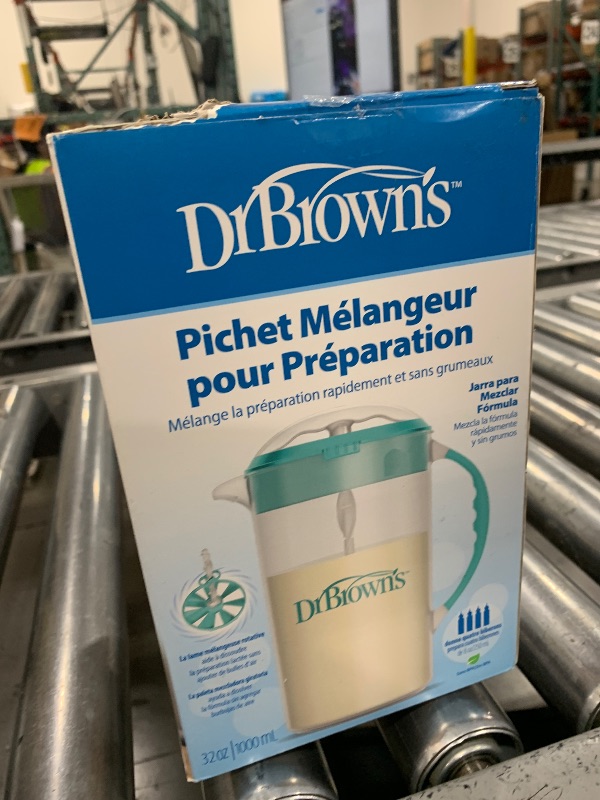 Photo 1 of Dr. Brown's Baby Formula Mixing Pitcher with Adjustable Stopper, Locking Lid, & No Drip Spout, 32oz, BPA Free, Teal