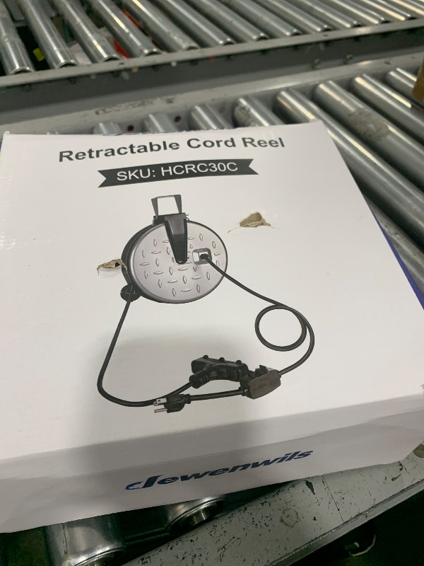 Photo 1 of DEWENWILS Metal Extension Cord Reel,30FT Retractable Extension Cord, 16AWG/3C SJTW Power Cord, 3 Electrical Outlets, 10A Circuit Breaker, Wall or Ceiling Mountable for Workshop, Garage, UL Listed