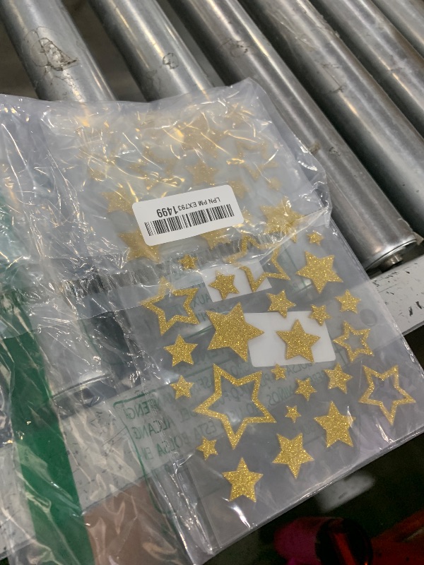 Photo 1 of KESOTE 5 Sheets Glitter Gold Star Stickers, Self-Adhesive Assorted Star Labels for Handicrafts Christmas Decoration, Classroom Teacher Supplies