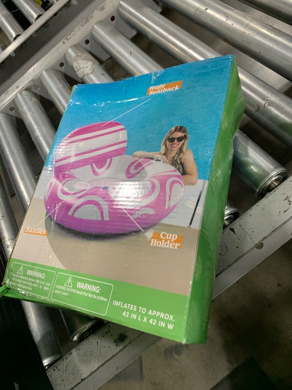Photo 1 of Sloosh Inflatable Pool Floats Chair - River Tube Pool Floaties Sofa with Big Backrest, Lounge Above Water Floating Chair Mesh Bottom Swimming Pool Party Toys Lounger Lake Raft for Adults (Pink White)