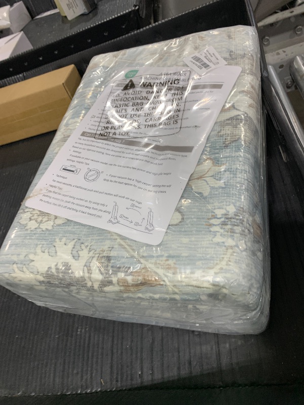 Photo 1 of XLUEZ Area Rug 8x10 Living Room Rug, Machine Washable Vintage Distressed Boho Area Rug Non-Slip Soft Low Pile Large Indoor Rugs for Bedroom Kitchen Dining Room Office(Light Blue,8'x10')