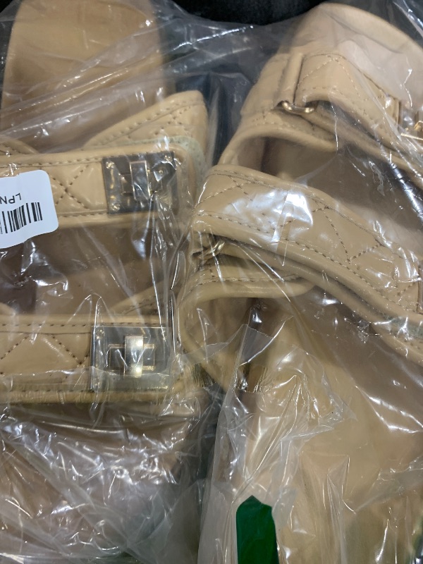 Photo 1 of FITORY Women's Flat Sandals Classic Adjustable Double Strap Slip On Casual Summer Slide Size 8 Khaki