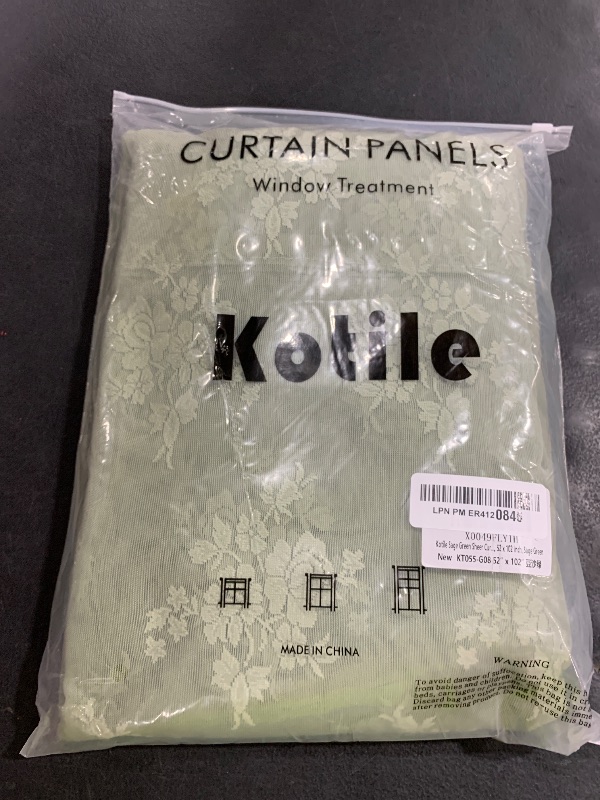 Photo 1 of Kotile Sage Green Sheer Curtains 102 Inches Long for Living Room, 2 Panels Rustic Floral Patterned Spring Green Lace Curtains for Bedroom, Rod Pocket Privacy Vintage Sheer Window Drapes, 52 x 102 Inch