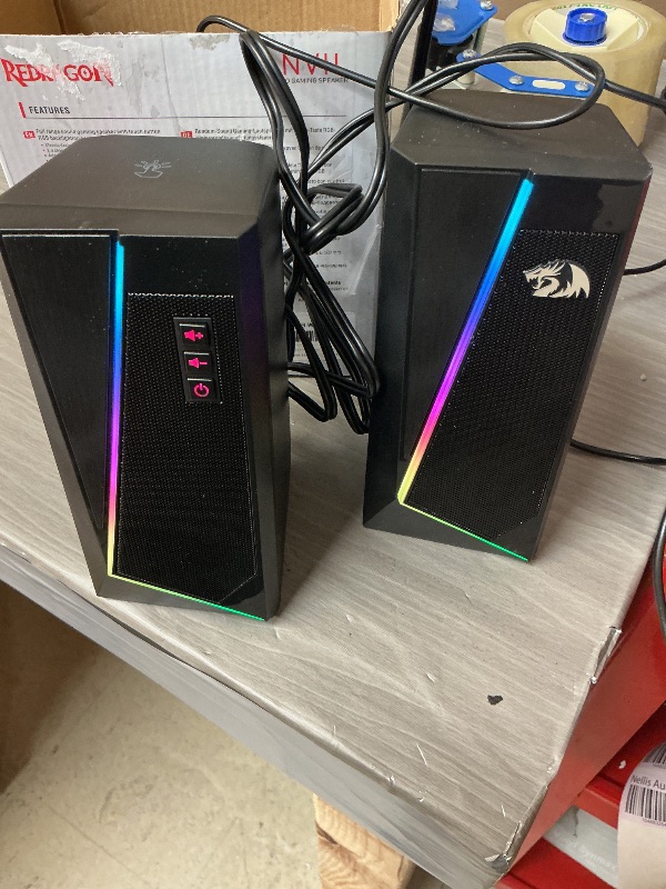 Photo 1 of Redragon GS520 RGB Desktop Speakers, 2.0 Channel PC Computer Stereo Speaker with 6 Colorful LED Modes, Enhanced Sound and Easy-Access Volume Control, USB Powered w/ 3.5mm Cable