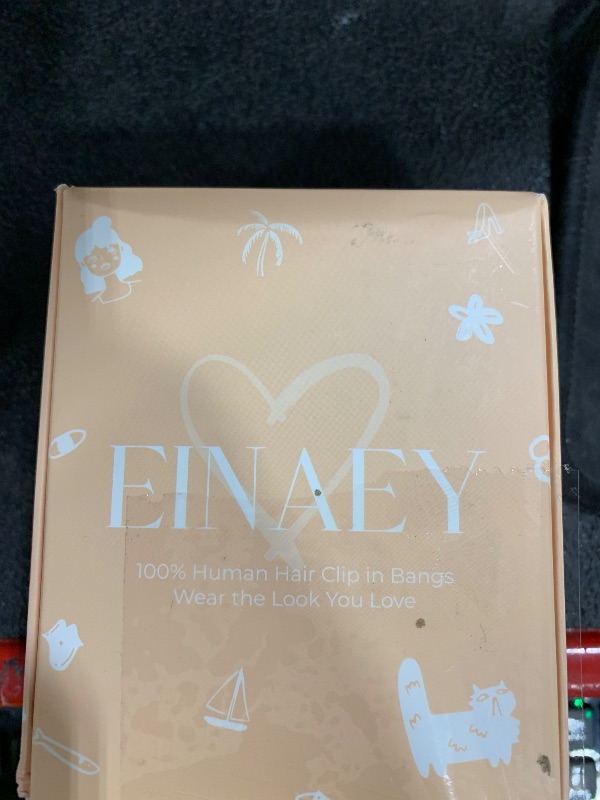 Photo 1 of EINAEY Clip in Bangs, 100% Real Human Hair Fake Clip on Bangs Hairpieces for Women French Bangs Light Brown Fringe with Temples Curved Curtain Bangs for Daily Wear