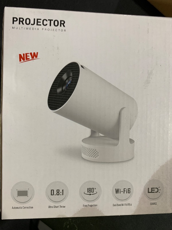 Photo 1 of ENUOSUMA Projector 4K Support, HY300 Ultra Mini Projector with Wifi6 and Bluetooth, 5w Soundbase Speaker, Auto Vertical Keystone 210°Rotatable Portable Proyector for Home Bedroom Outdoor