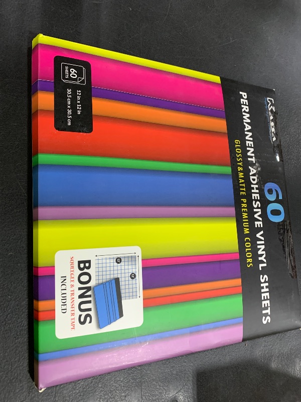 Photo 1 of Kassa 60-Piece Permanent Vinyl Sheets | 10 Bold Colors in 12" x 12" with a Squeegee Included | Compatible with Cricut, Silhouette & Other Cutting Machines | for DIY Art Projects, Styling & Decorating