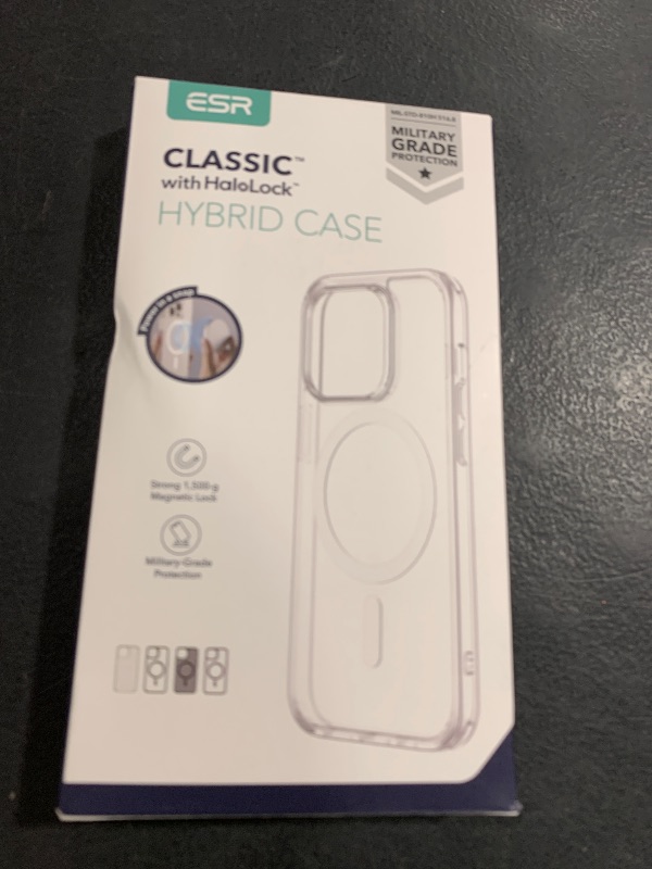 Photo 1 of ESR for iPhone 14 Pro Max Case, Compatible with MagSafe, Shockproof Military-Grade Protection, Yellowing Resistant, Magnetic Classic Hybrid Case (HaloLock), Clear Green
