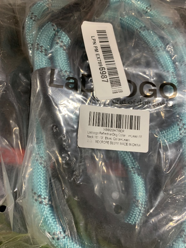 Photo 1 of Ladoogo Reflective Dog Collar Padded with Soft Neoprene Breathable Adjustable Nylon Dog Collars for Small Medium Large Dogs (Medium (Pack of 1), Blue Collar+Leash)