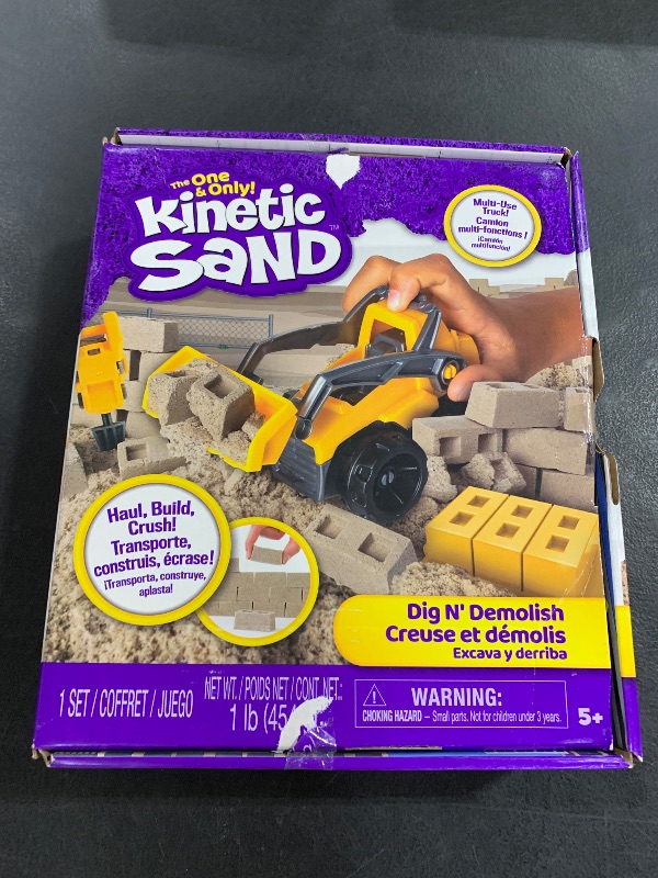 Photo 1 of Kinetic Sand, Dig & Demolish Playset with 1lb Play Sand & Toy Truck, Sensory Toys for Kids Ages 3 and up