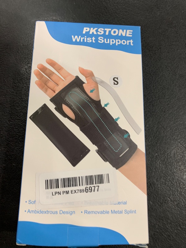 Photo 1 of PKSTONE Wrist Splint for Carpal-Tunnel Syndrome, Adjustable Compression Wrist Brace for Right and Left Hand, Pain Relief for Arthritis, Tendonitis, Sprains size S