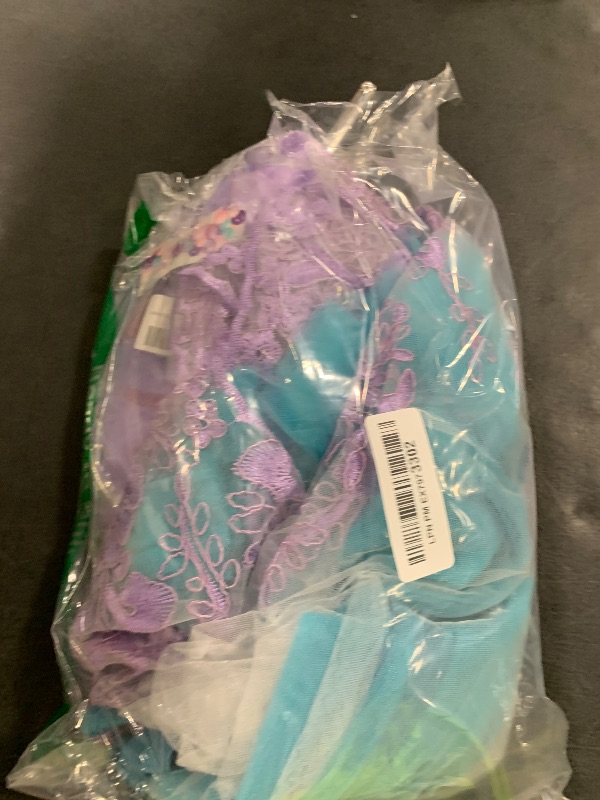 Photo 1 of Luzlen Girls Mermaid Princess Dress Little Kids Ariel Costume Dress up with Accessories Halloween Cosplay Outfit, Purple, 3-4 Years(Tag 110)