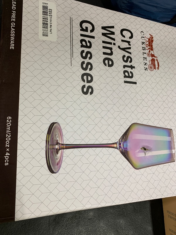 Photo 1 of CUKBLESS Red Wine Glasses Set of 4, 20 oz Iridescent Hand Blown Wine Glasses, Long Stem Glasses for Red or White Wine, for Birthday, Wedding