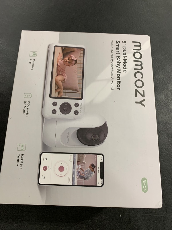 Photo 1 of Momcozy Smart WiFi Baby Monitor with Camera and Audio, 5" 1080P Screen with Wall Mount, Motion & Cry Detection, Safe Fence, Clear Night Vision, 5000mAh Battery, 2-Way Talk, Photo & Video Recording