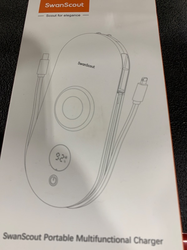 Photo 1 of 10000mAh Power Bank for iPhone, Portable Charger for Apple Watch, for AirPods, iPad, Beats Studio Pro and More Phones, Tablets, Headphones, Built-in AC Wall Plug and Cables