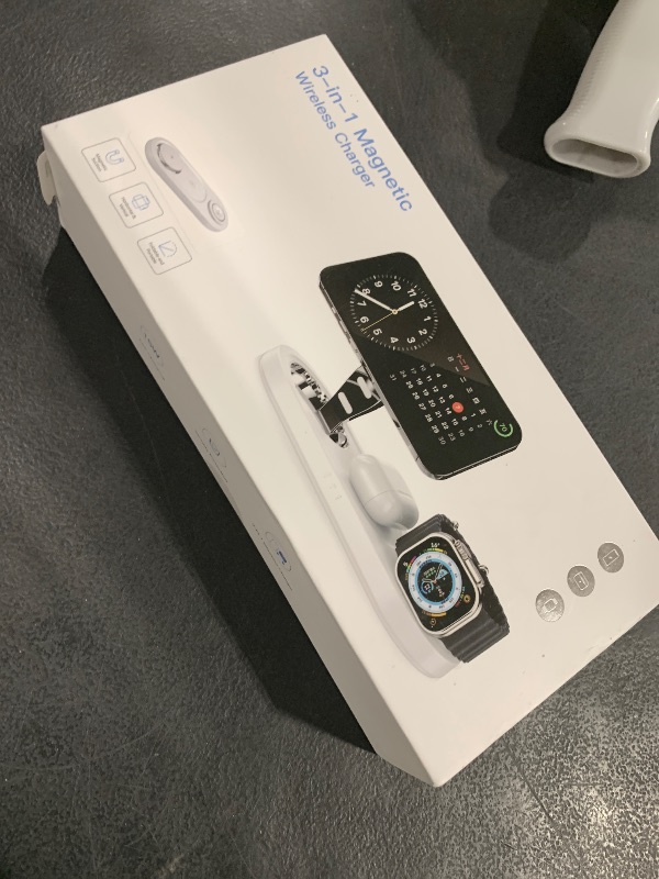 Photo 1 of Upgraded 3 in 1 Wireless Charging Station for Apple Devices, Faster Mag-Safe Charger Stand, Magnetic Charger Station for iPhone 16/15/14/13/12 Series & AirPods Pro & Apple Watch Series (White)
