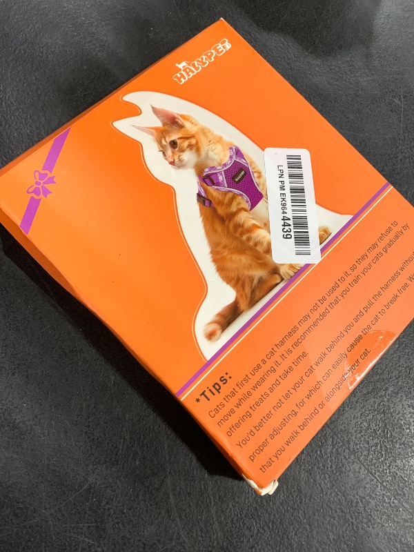 Photo 1 of Halypet Cat Harness and Leash Set [MAX Safety 4th-Gen Upgrade] Escape Proof Adjustable Cat Leash Comfortable Soft Vest Easy to Wear Kitten Harness with Reflective Strip for Cats Walking, S Orange