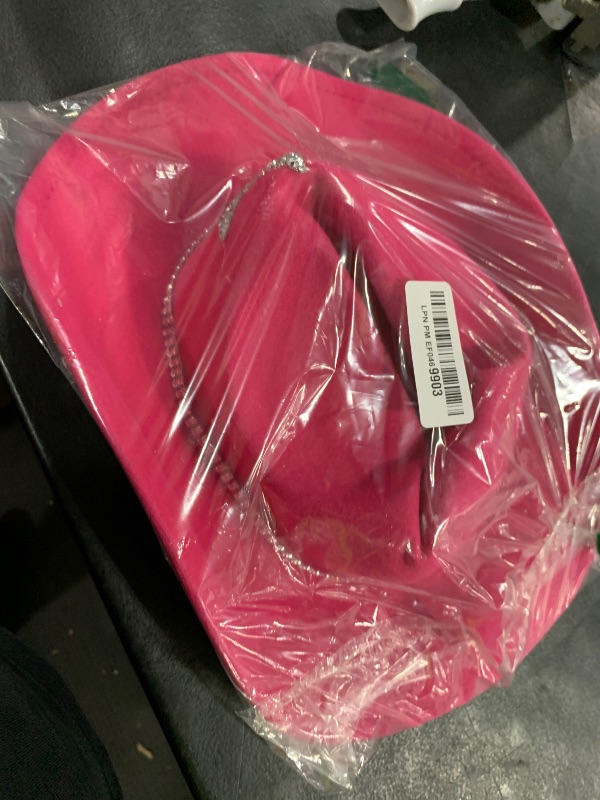 Photo 1 of YBHOMINE White Cowgirl Hat with Heart Sunglasses - Cowboy Hat with Glitter Star Fits Women for Bachelorette Themed Party (Hot Pink Star)
