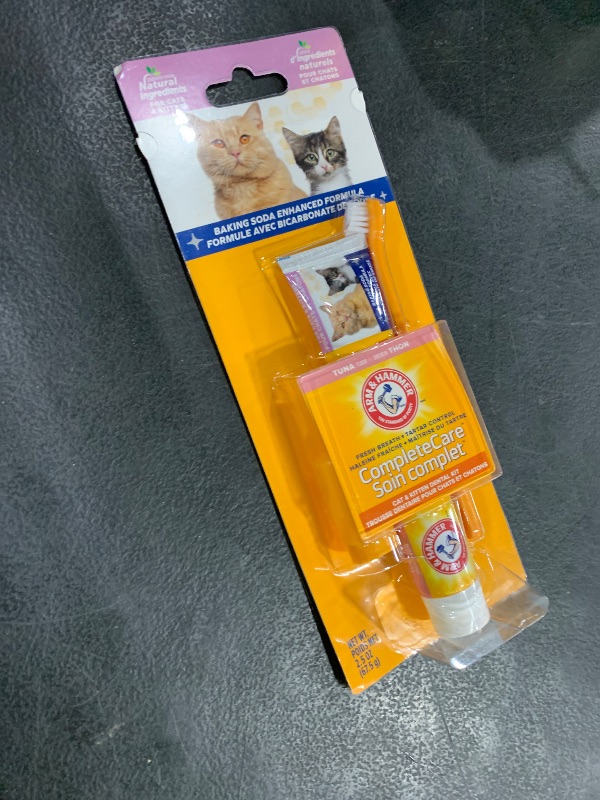 Photo 1 of Arm & Hammer for Pets Complete Care Cat & Kitten Dental Kit | Includes 2.5 oz Tuna Flavor Enzymatic Cat Toothpaste, Cat Toothbrush, and Rubber Finger Brush for Cats