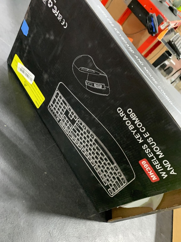 Photo 1 of Wireless Keyboard and Mouse Combo, 2.4G Full Size Wave Keys Ergonomic Keyboard with Wrist Rest and 3-Level DPI Adjustable Wireless Ergonomic Mouse for Windows, Mac OS Desktop/Laptop/PC(Black)