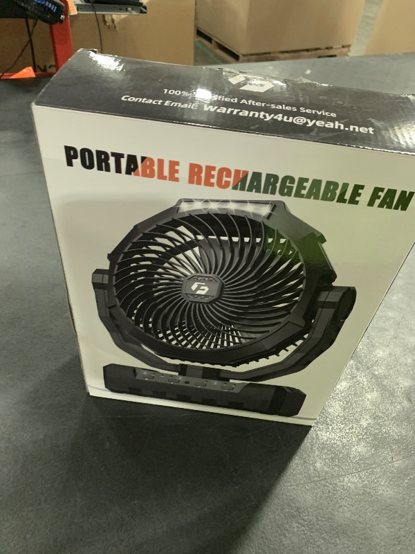 Photo 1 of 36000mAh Portable Camping Fan - 150HRS Rechargeable Fan with Detachable Battery with LED & Remote - 4 Speeds Battery Powered for Tent,Travel, Office, Jobsite