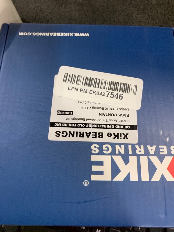 Photo 1 of XiKe 2 Set Trailer Bearings Kit Fits for 1-1/16'' 2000-2200 Lbs Axles Trailer Wheel Hub, L44649/L44610 and 12192TB Seal OD 1.980'', Dust Cover and Cotter Pin, Rotary Quiet High Speed and Durable.
