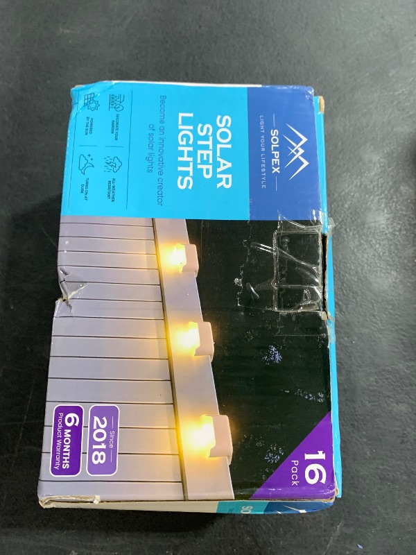 Photo 1 of SOLPEX Solar Fence Lights Outdoor 16 Pack, Solar Step Lights Waterproof Led Solares Light for Outdoor Stairs, Deck, Fence, Yard, Patio, and Balcony(Warm White)
