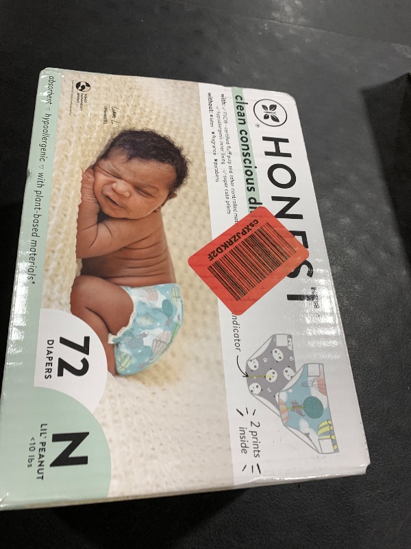 Photo 1 of The Honest Company Clean Conscious Diapers for Delicate Skin | Up to 100% Leakproof | Hypoallergenic, Fragrance Free | Gender Neutral | Club Box, Size Newborn, 72 Count (Prints May Vary)