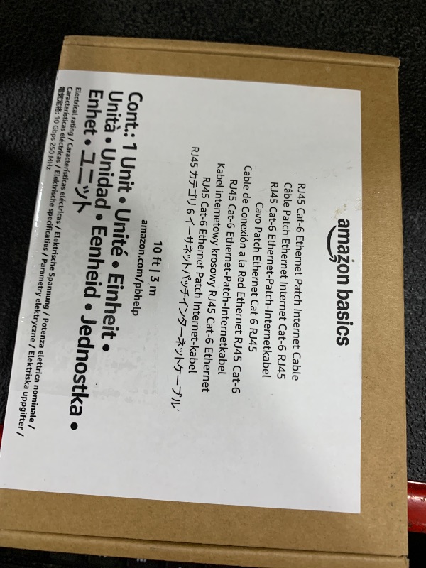 Photo 1 of Amazon Basics RJ45 Cat 6 Ethernet Patch Cable, 10Gpbs High-Speed Cable, 250MHz, Snagless, 10 Foot, Black for Printer